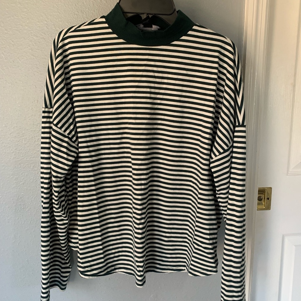 Green and white striped long sleeve